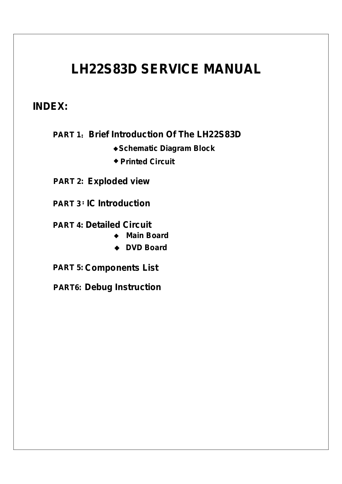 DAEWOO LH22S83D Service Manual