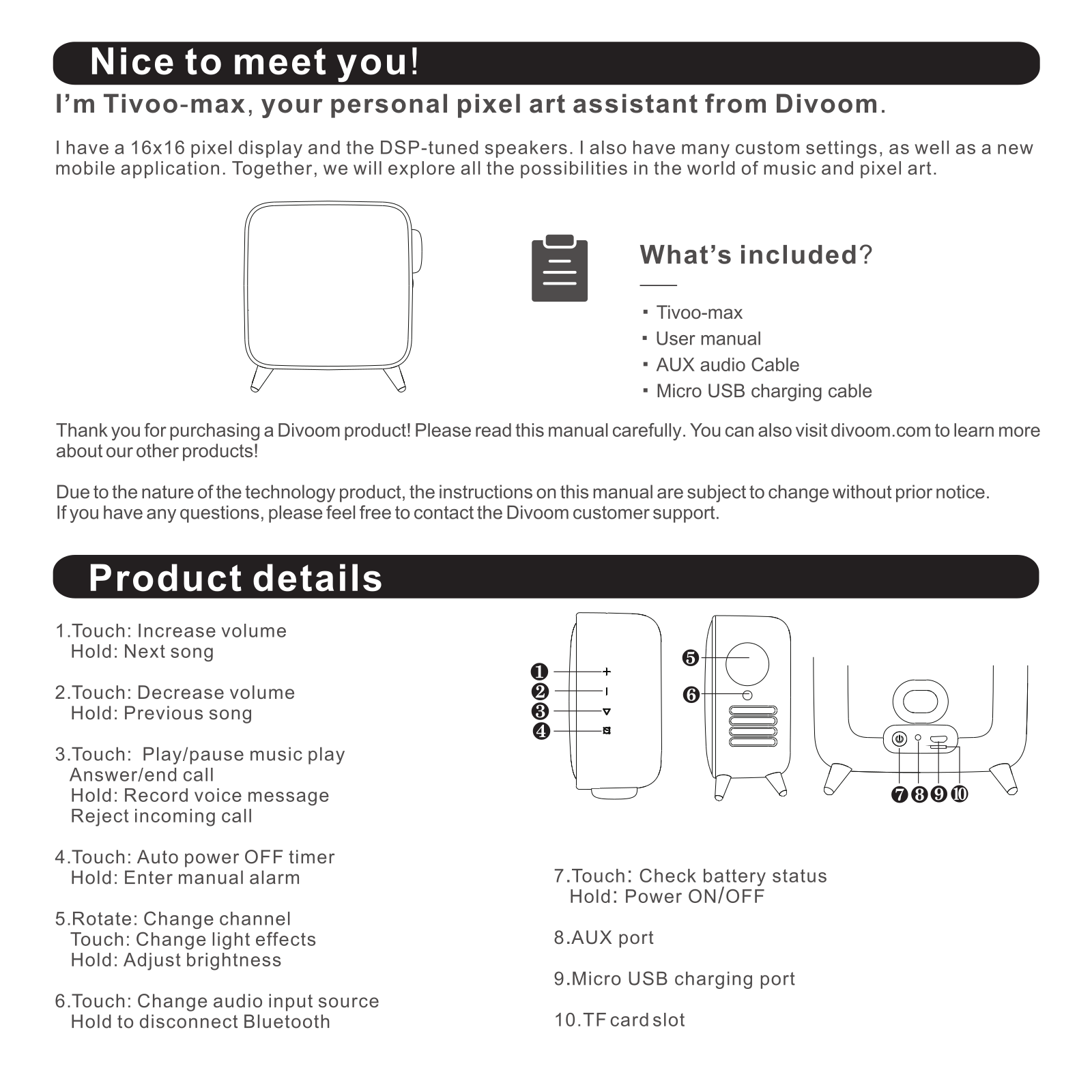 Divoom Technology TIVOO MAX User Manual