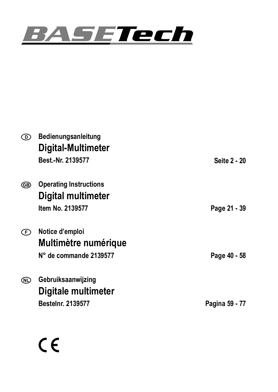 Basetech 2139577 User guide