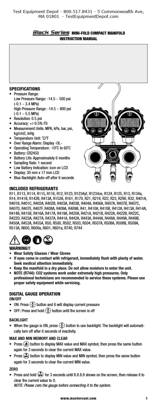 Mastercool Mastercool 94661 Manual - ManualMachine.com