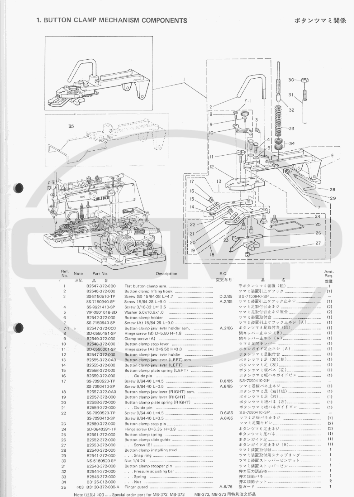 Juki MB372 Parts Book