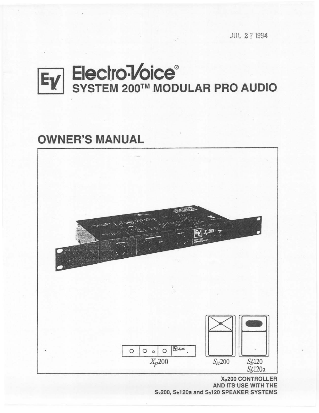 Electro-voice SYSTEM XP200 User Manual