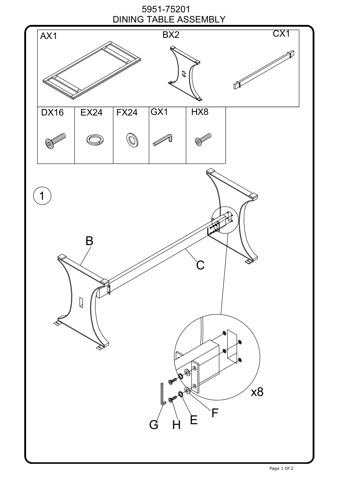 Hooker Furniture 595175201MWD Assembly Guide