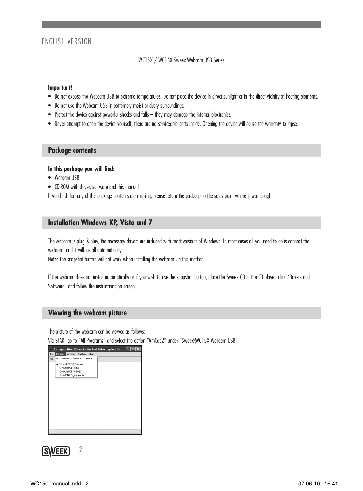 Sweex WC15X, WC16X User Manual