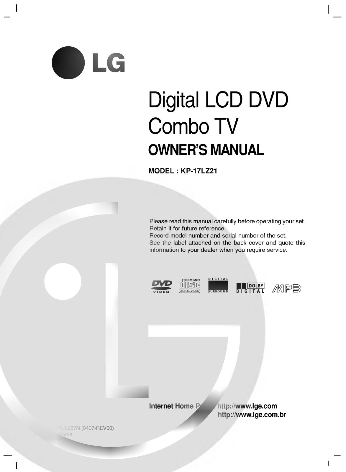 LG KP-17LZ21 Owner's Manual