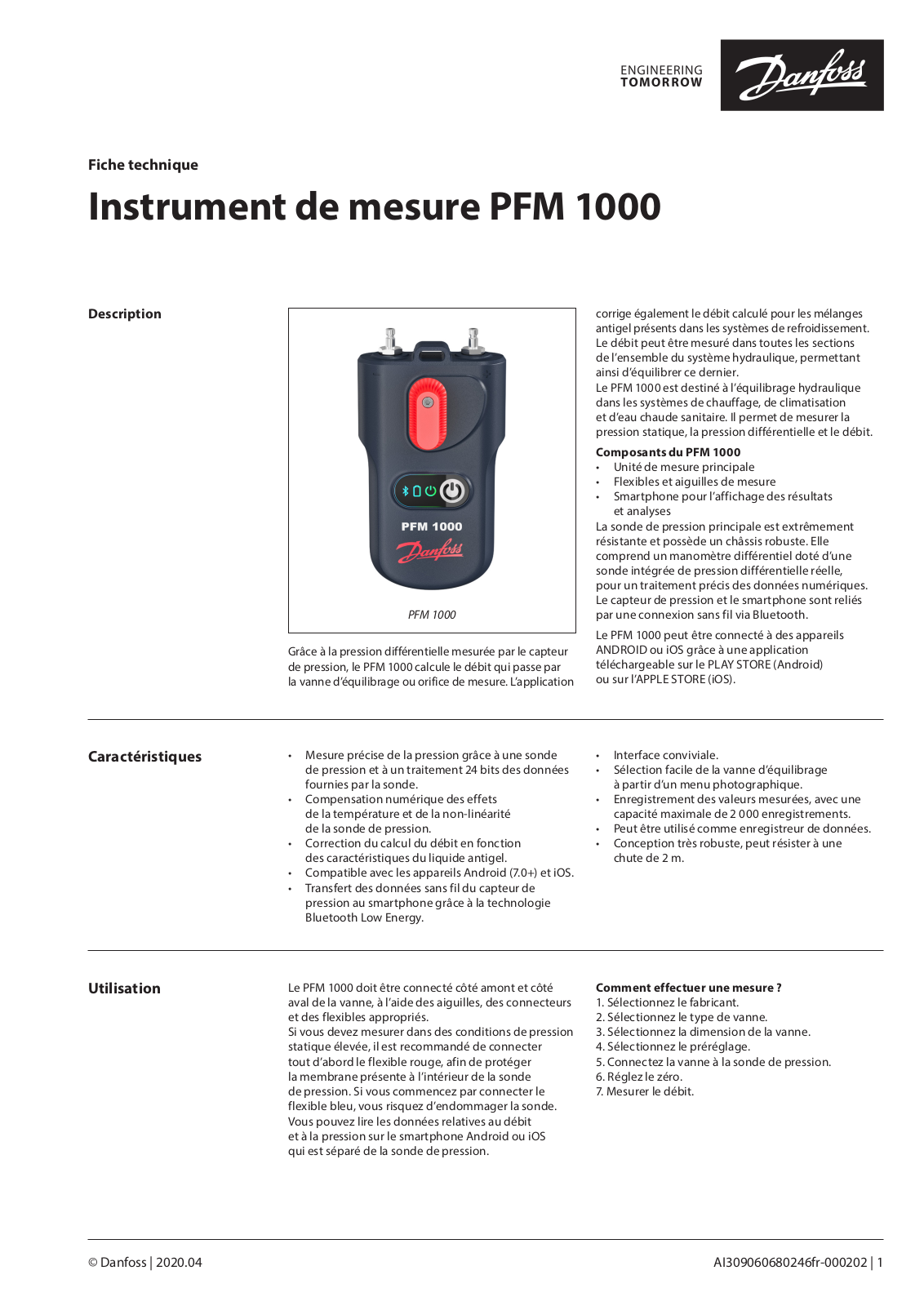 Danfoss PFM 1000 Data sheet