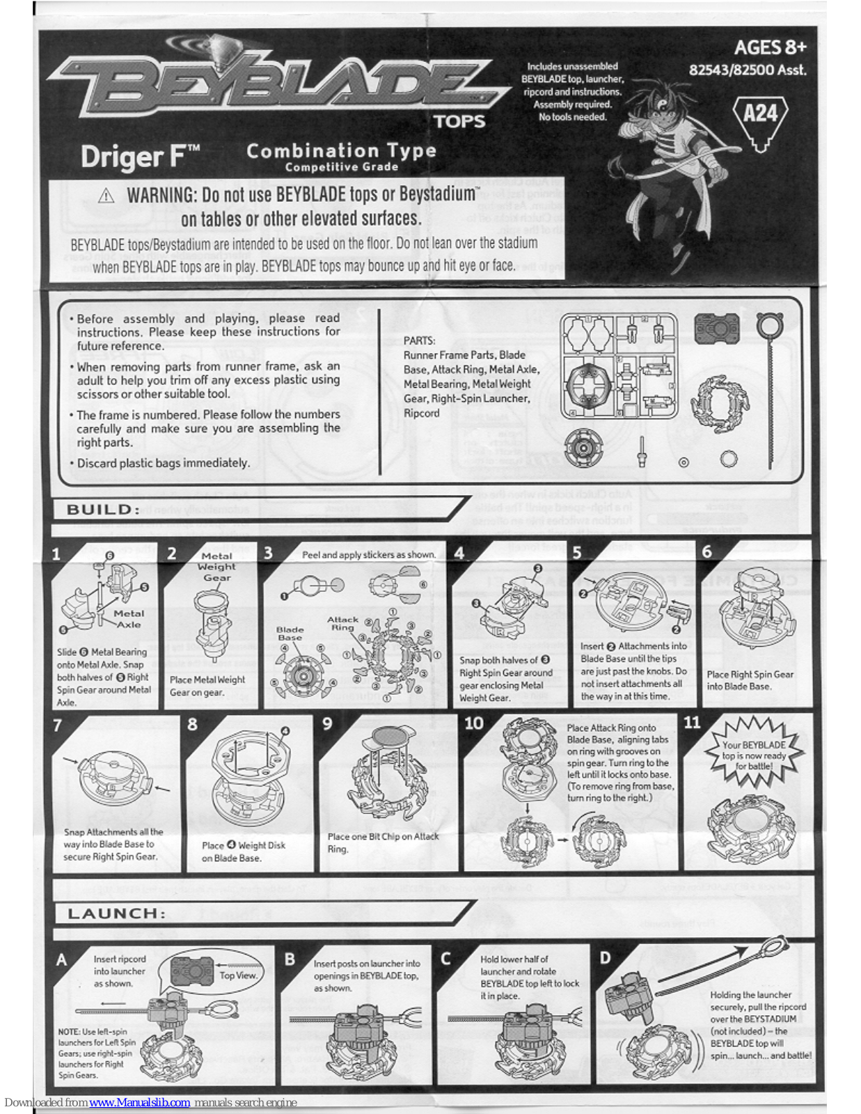 Beyblade DRIGER F, 82543, 82500 Instructions Manual - ManualMachine.com