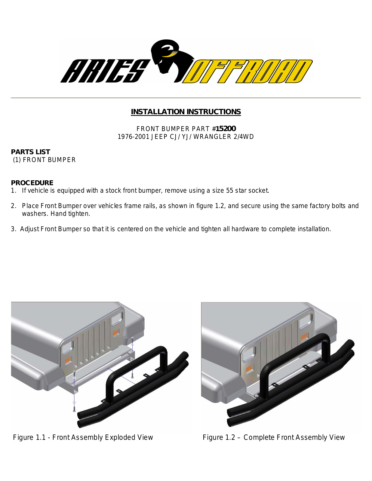 Aries Automotive 15200 User Manual