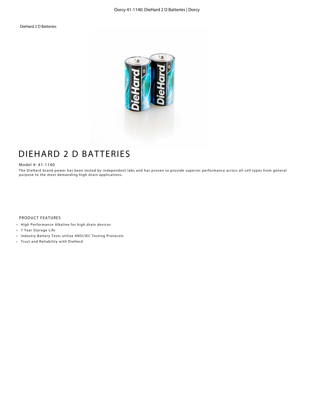 DieHard 41-1140 Data Sheet - ManualMachine.com