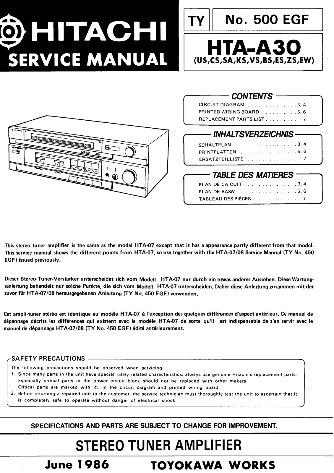 Hitachi HT-AA30 Service Manual