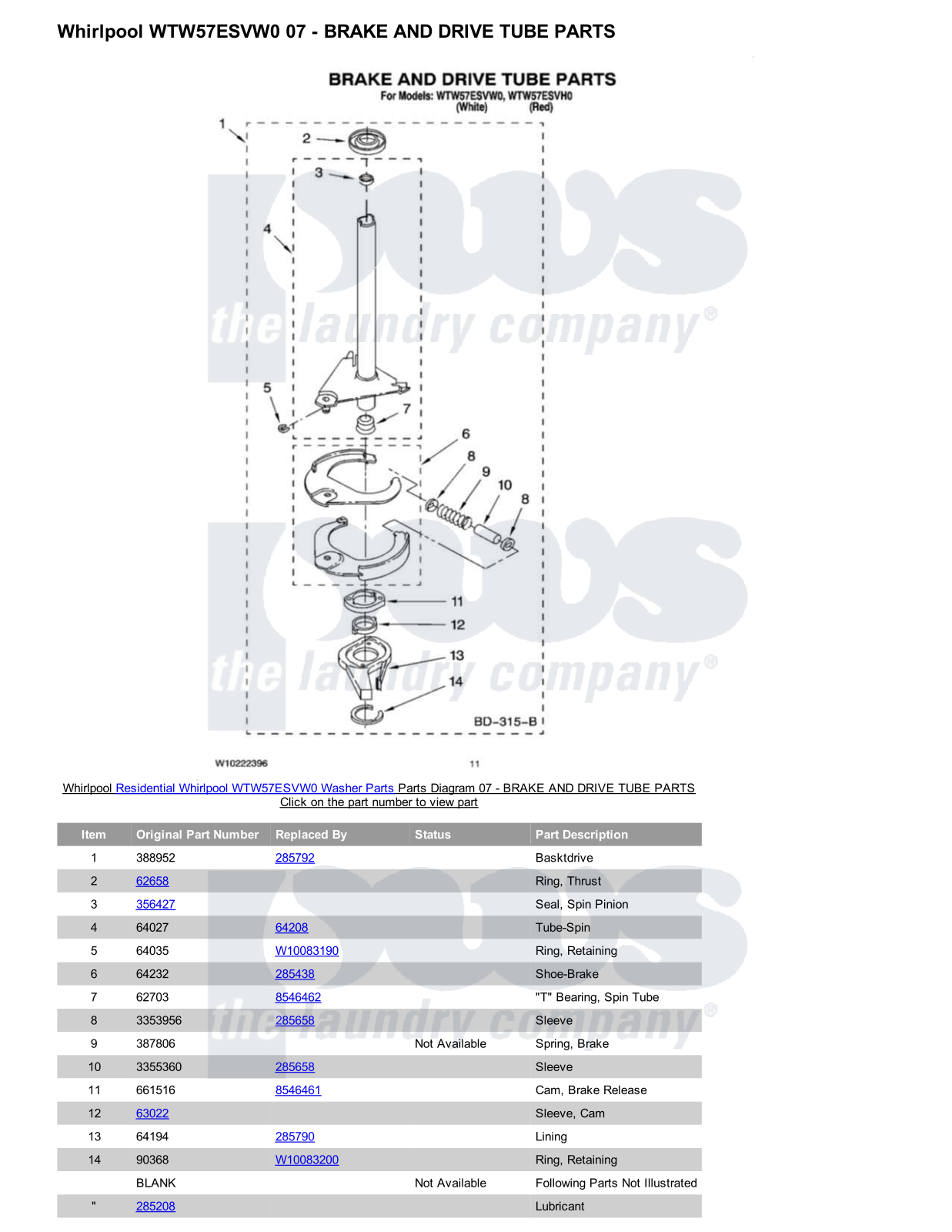 Whirlpool WTW57ESVW0 Parts Diagram