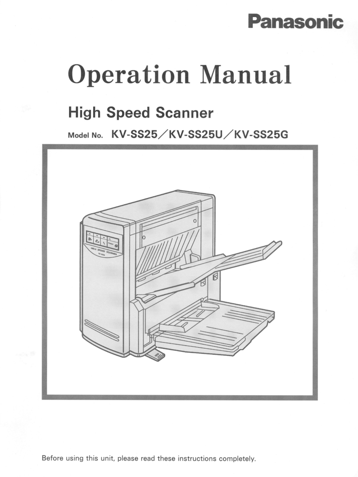 Panasonic KV-SS25, KV-SS25G User Manual