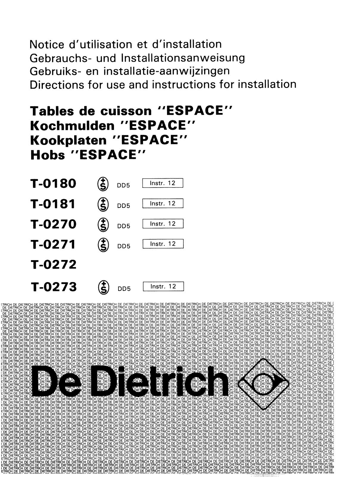 De dietrich TB0272, TB0180, TF0270, TB0271, TB0181 User Manual