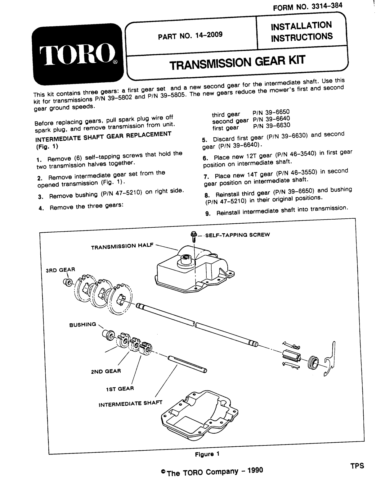 Toro 14-2009 Installation Instructions