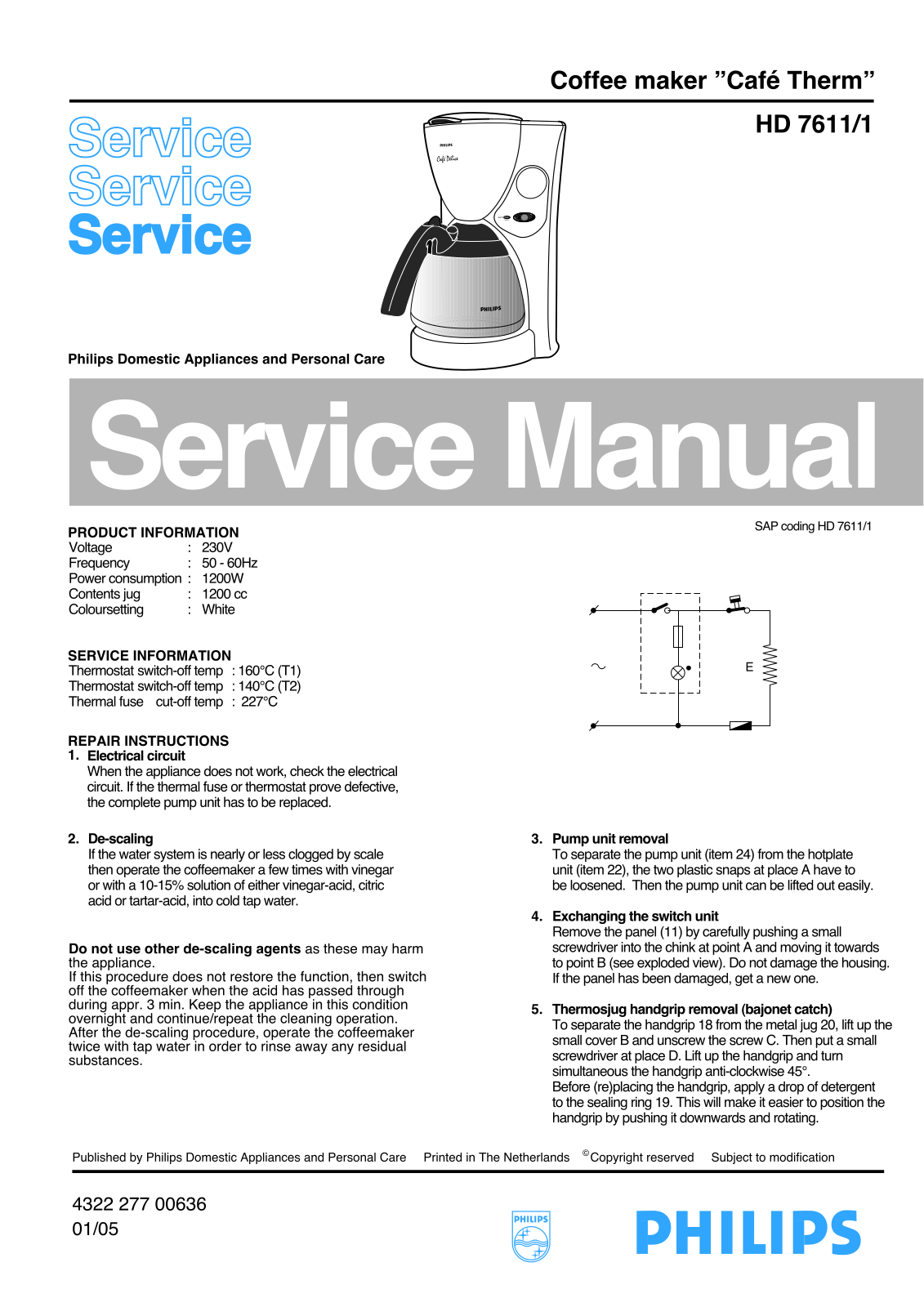 Philips HD76111 Service Manual