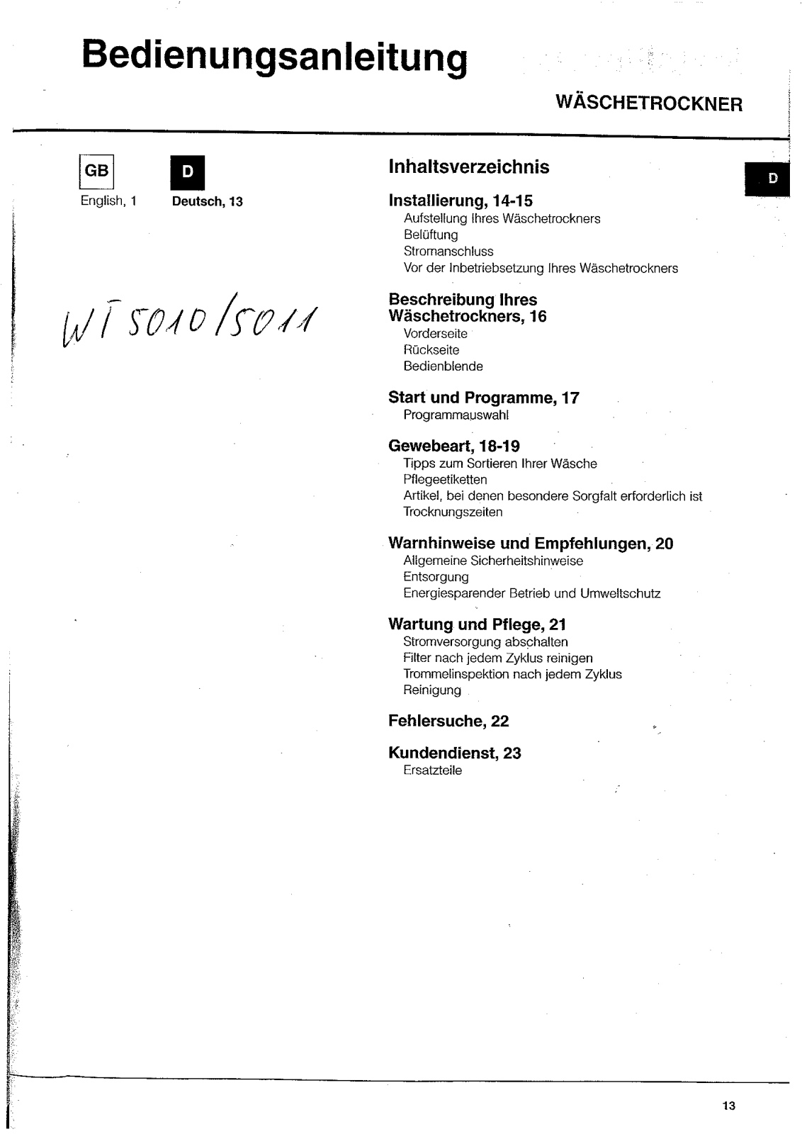 Bomann WT 5011 User Manual