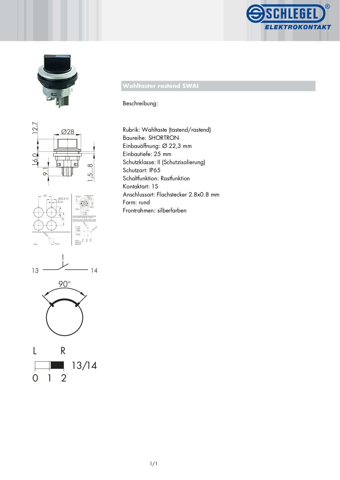 SCHLEGEL SWA1 Datasheet - ManualMachine.com