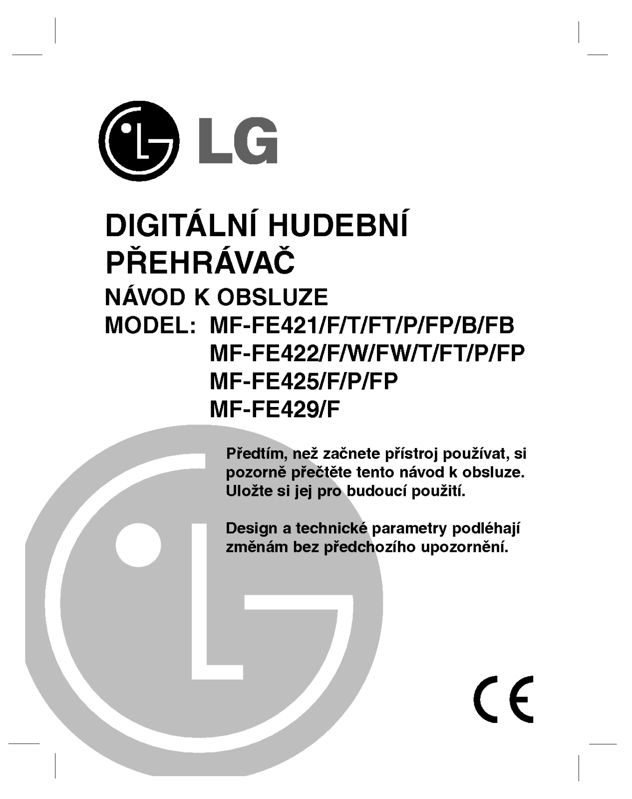 Lg MF-FE421, MF-FE422, MF-FE425, MF-FE429 user Manual