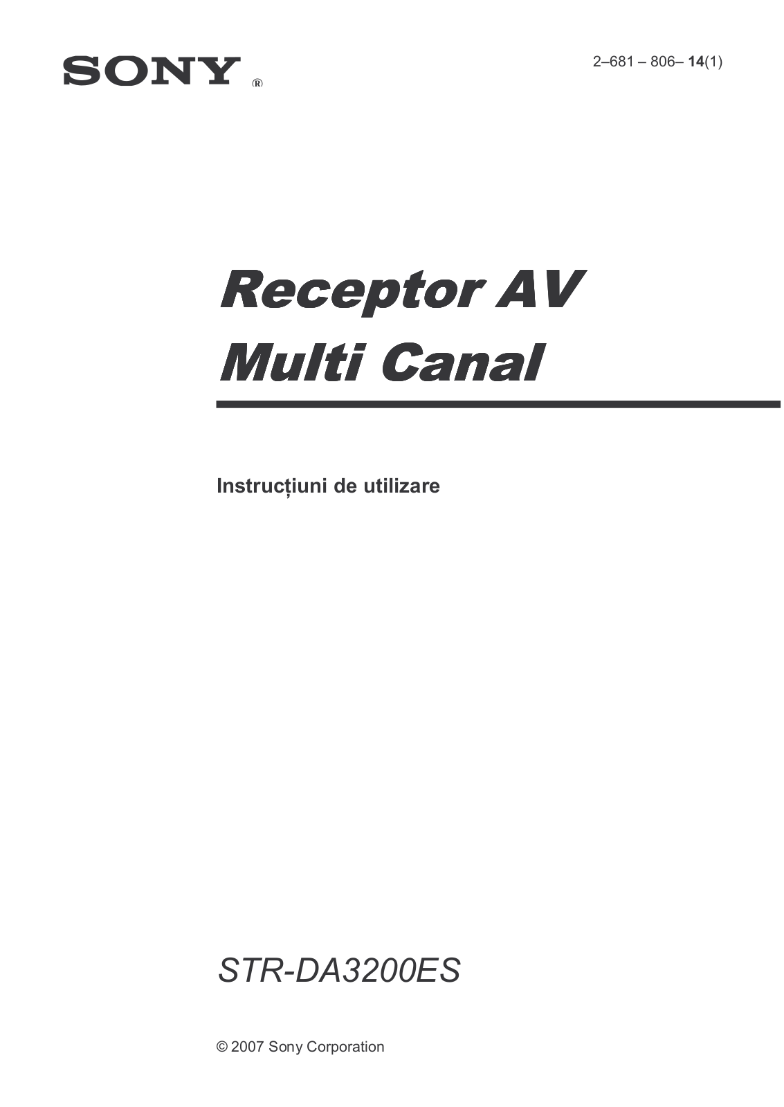 Sony STR-DA3200ES User Manual