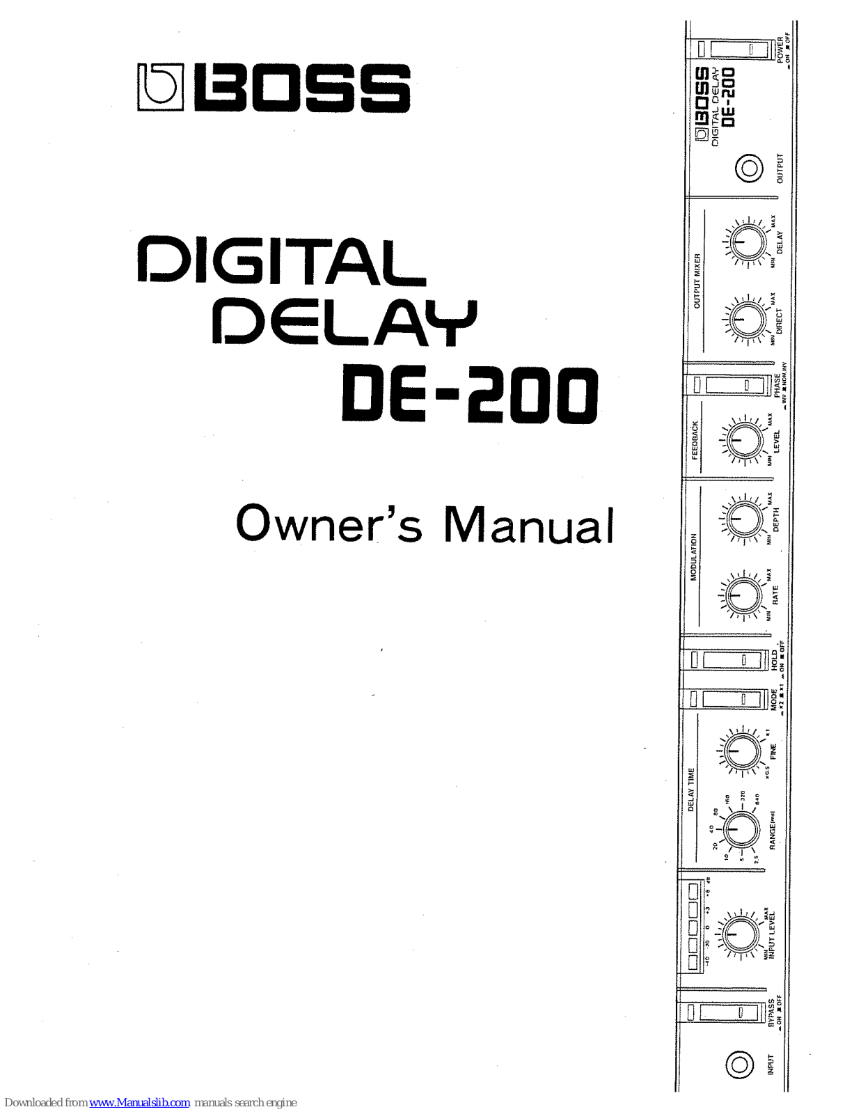 Boss Digital Delay DE-200 Owner's Manual