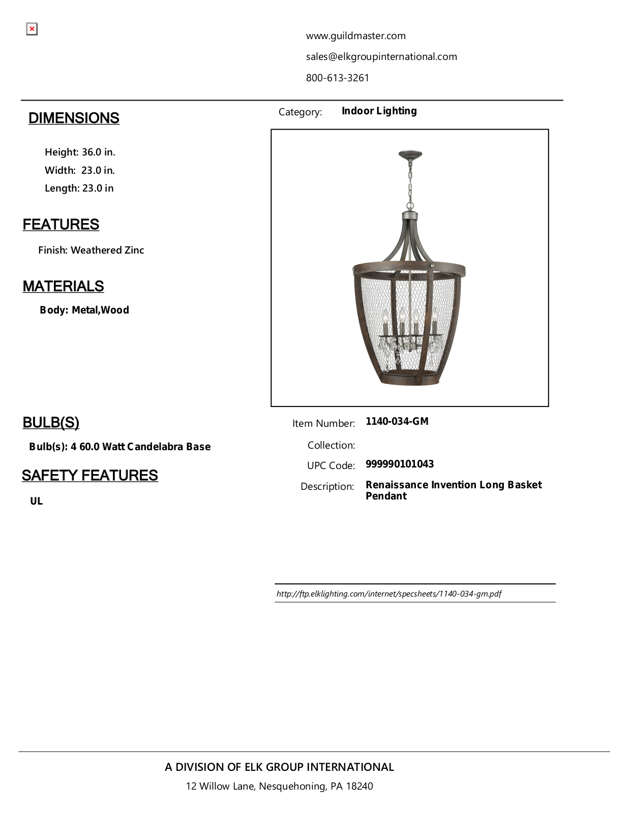 ELK Home 1140034GM User Manual