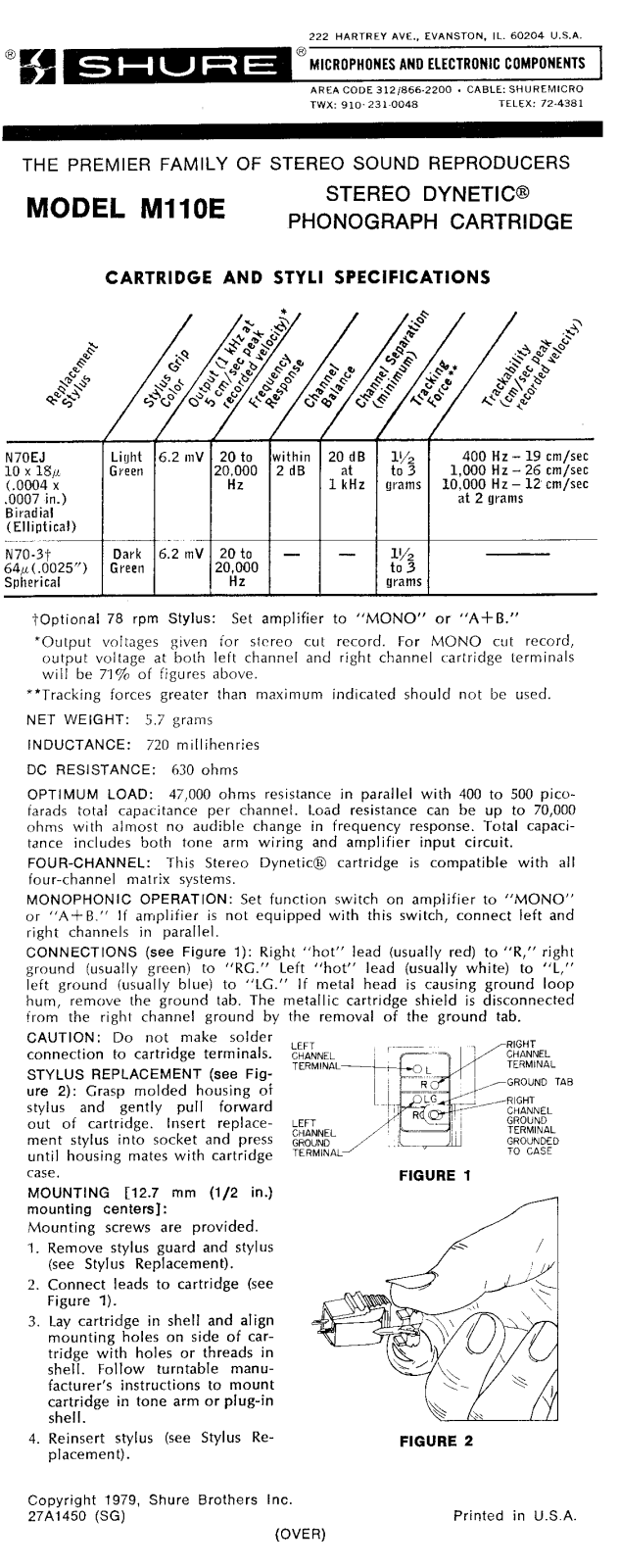 Shure M110E User Manual - ManualMachine.com