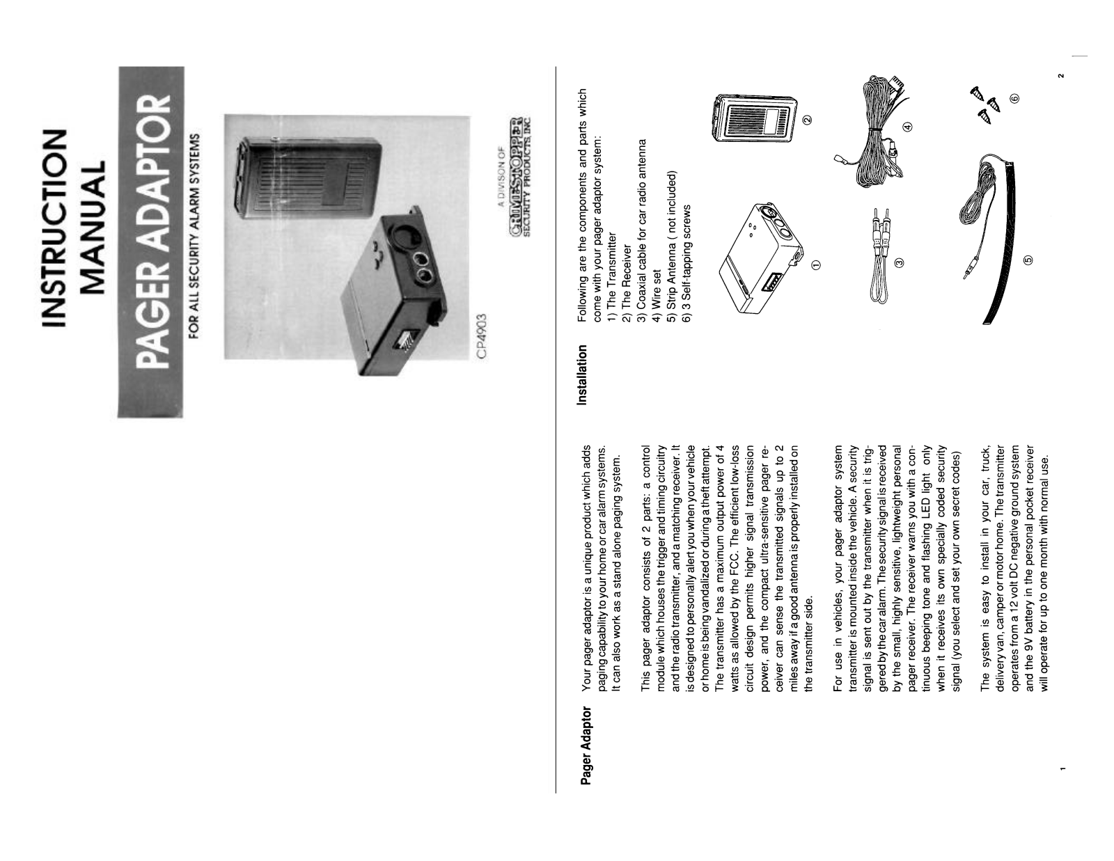 Crimestopper CP-4903 Operator's Manual