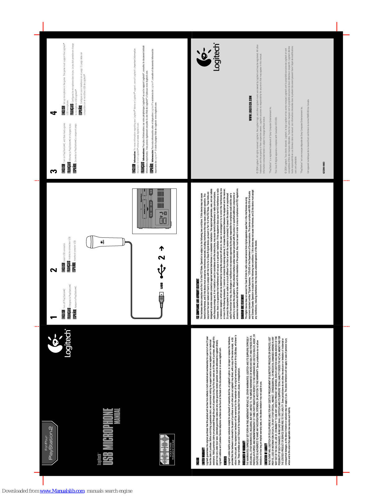 Logitech 980234-0403 - USB Microphone For PlayStation 2, USB Microphone For PlayStation 2 User Manual