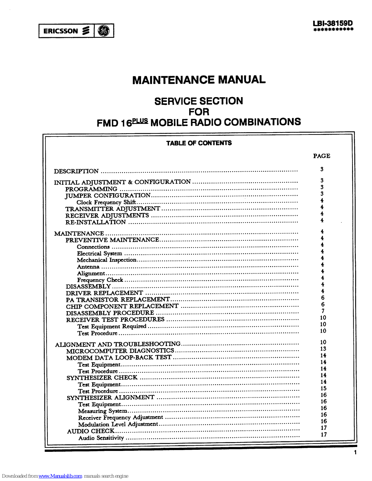 Ericsson FMD 16 PLUS Maintenance Manual - ManualMachine.com