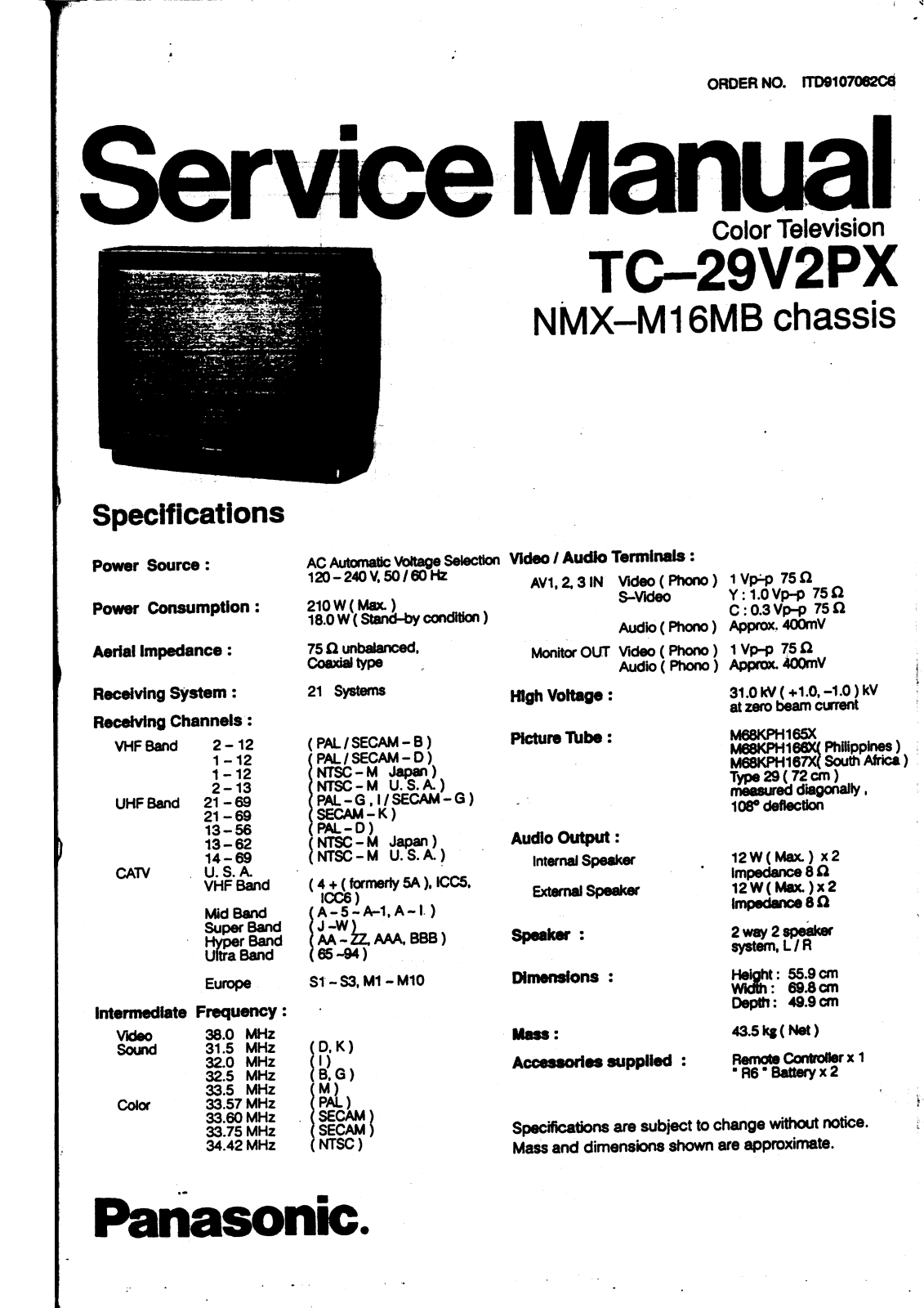 Panasonic TC-29V2PX Service Manual