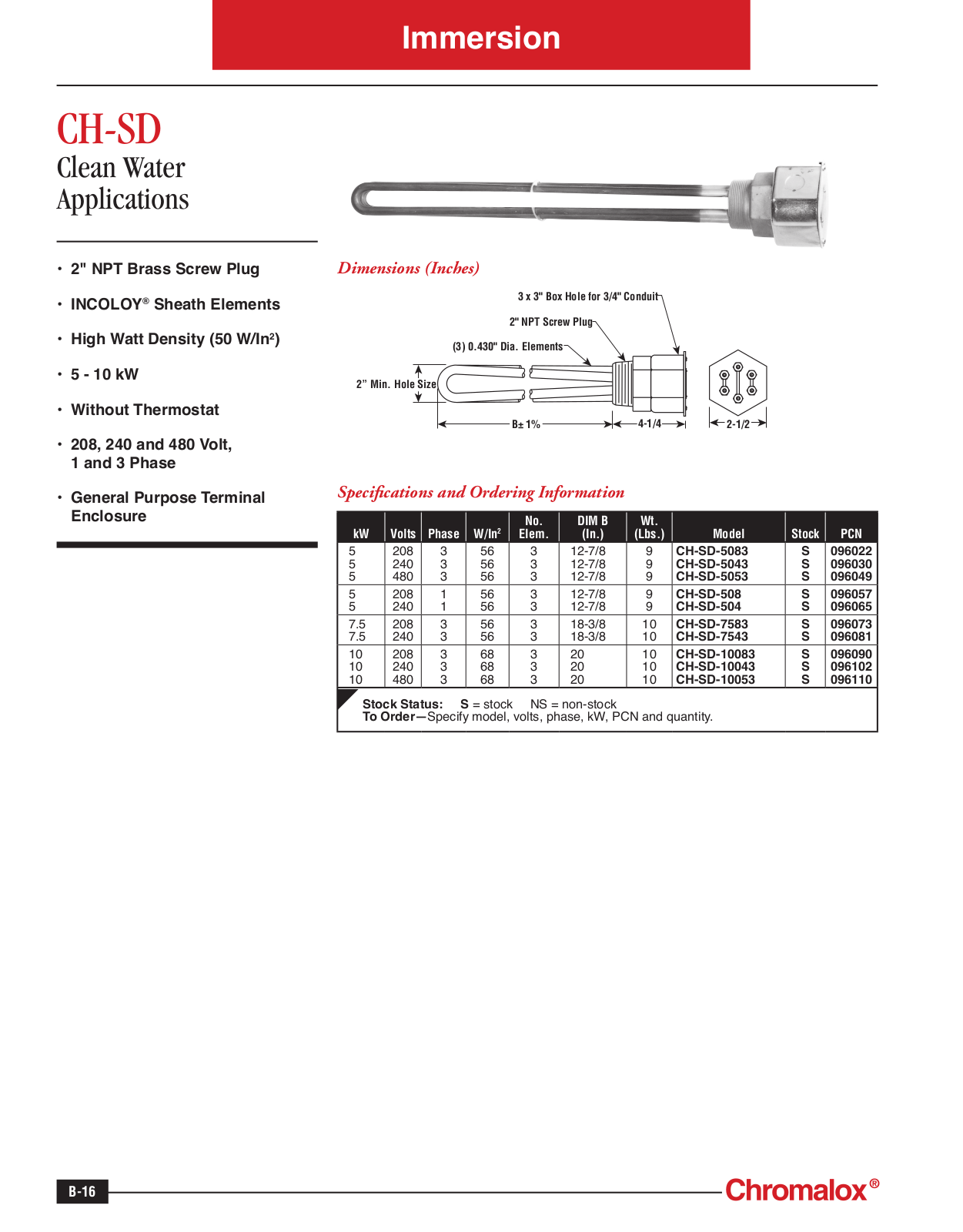 Chromalox CH-SD Catalog Page