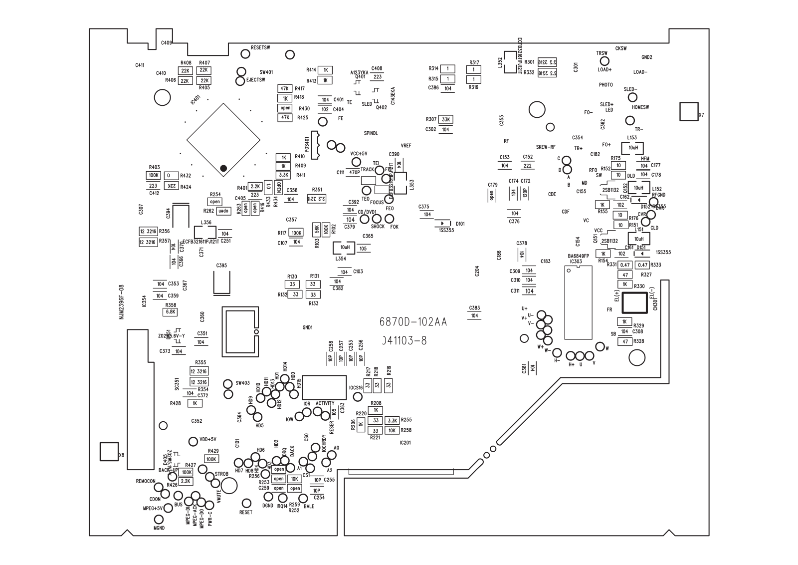 Mystery MDVC-1200RF SERVO BOTTOM PCB LAYOUT