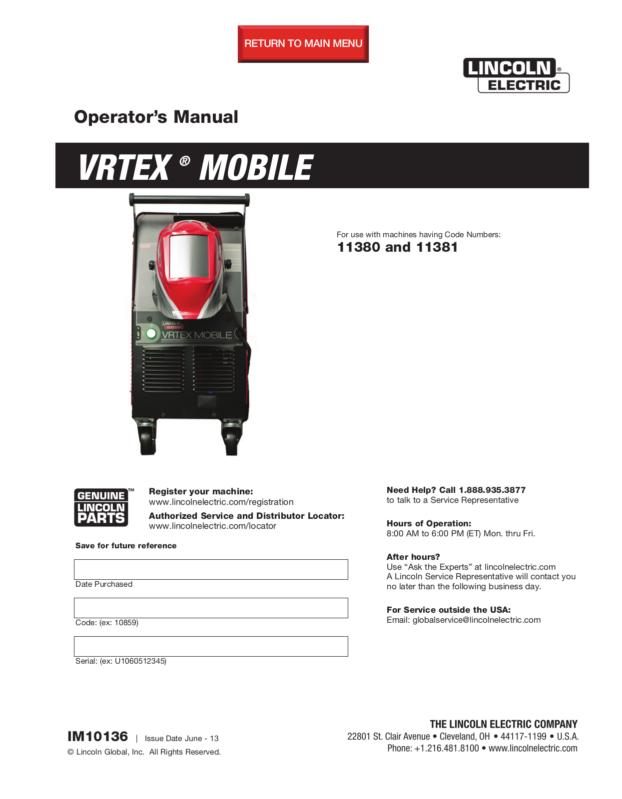 Lincoln Electric IM10136 User Manual