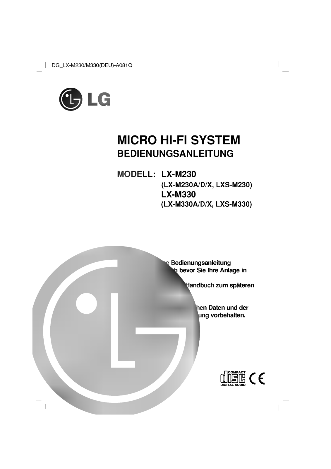 LG LX-M330D User Guide