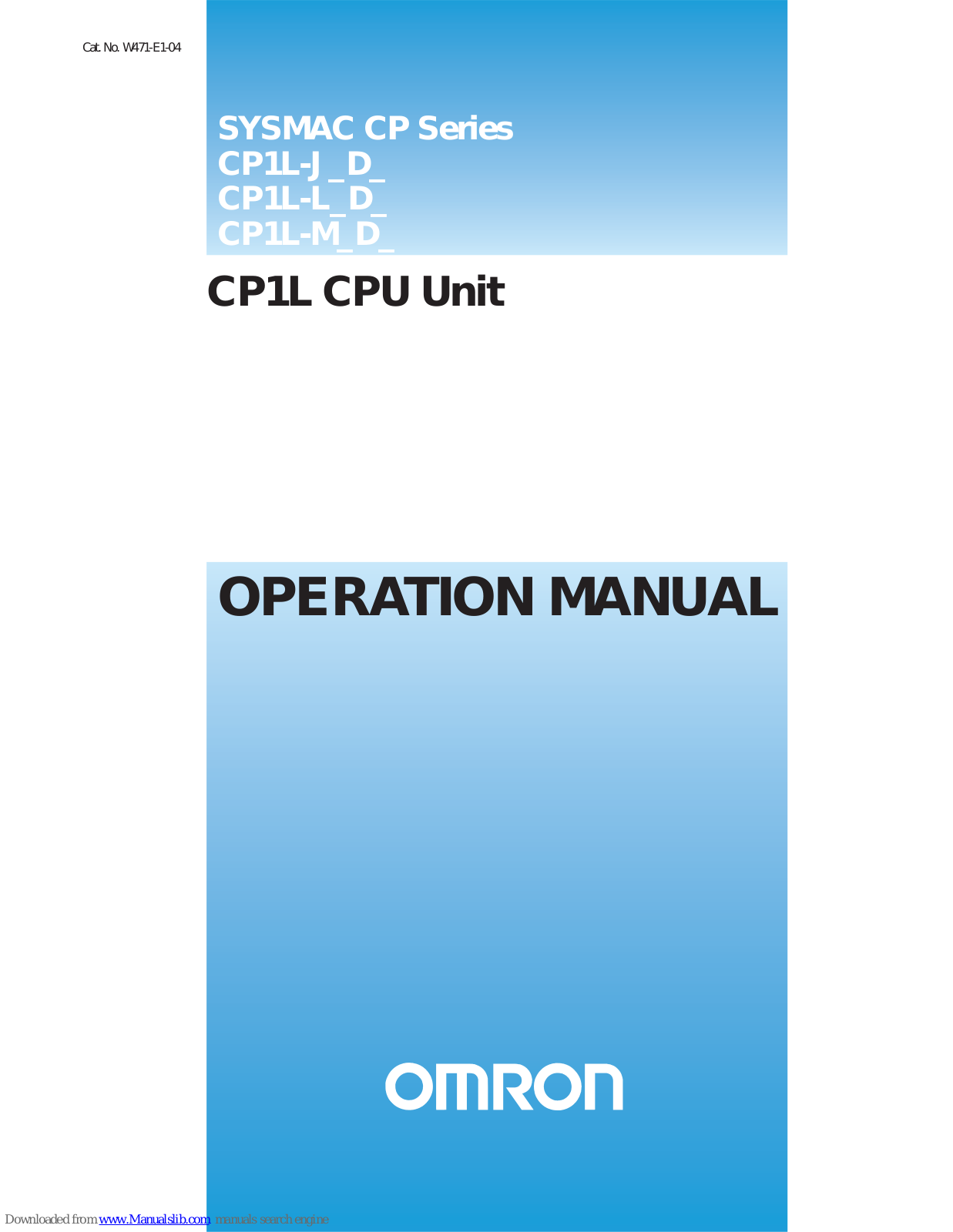 Omron CP1L-M60DT-D, CP1L-M60DR-A, CP1L-M60DT1-D, CP1L-M40DR-A, CP1L-M40DR-D Operation Manual