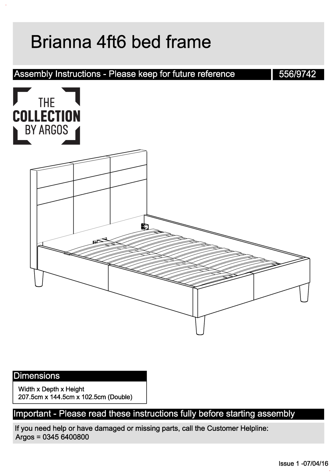 Argos 5569742 ASSEMBLY INSTRUCTIONS