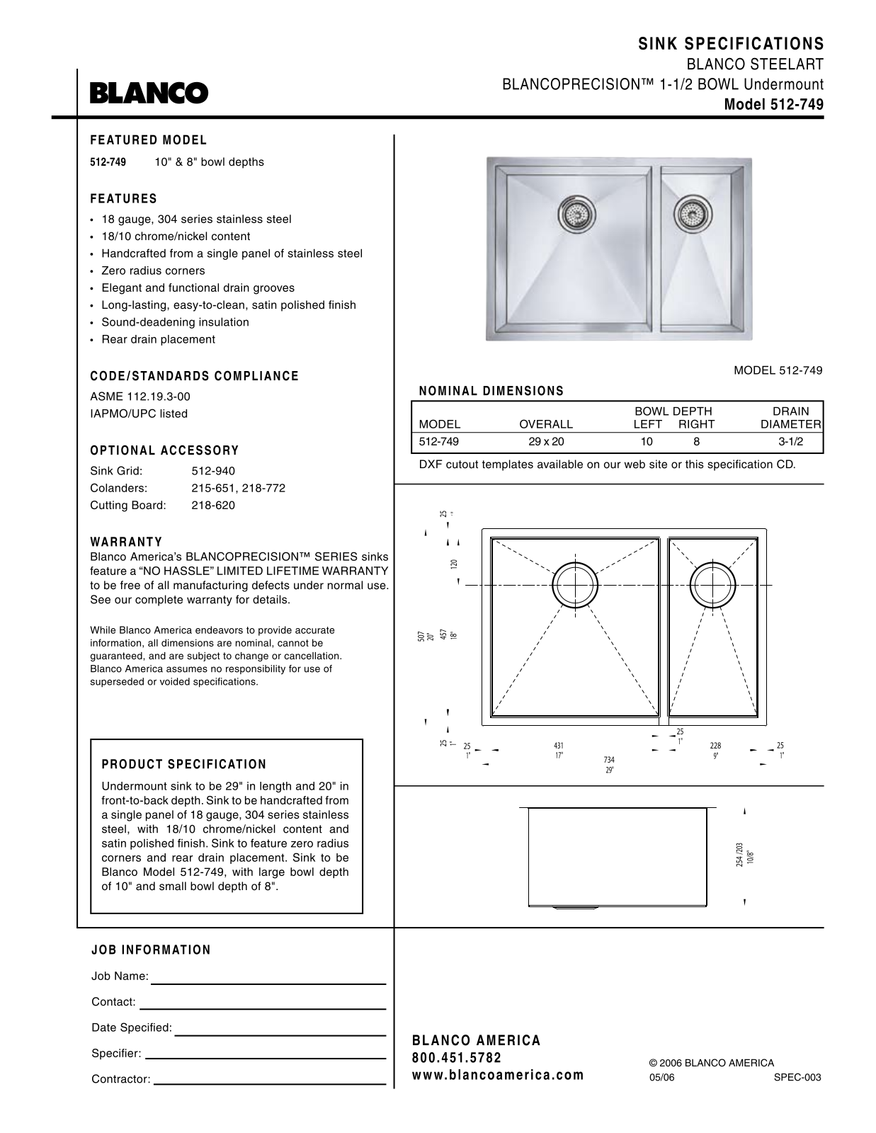 Blanco 512-749 User Manual