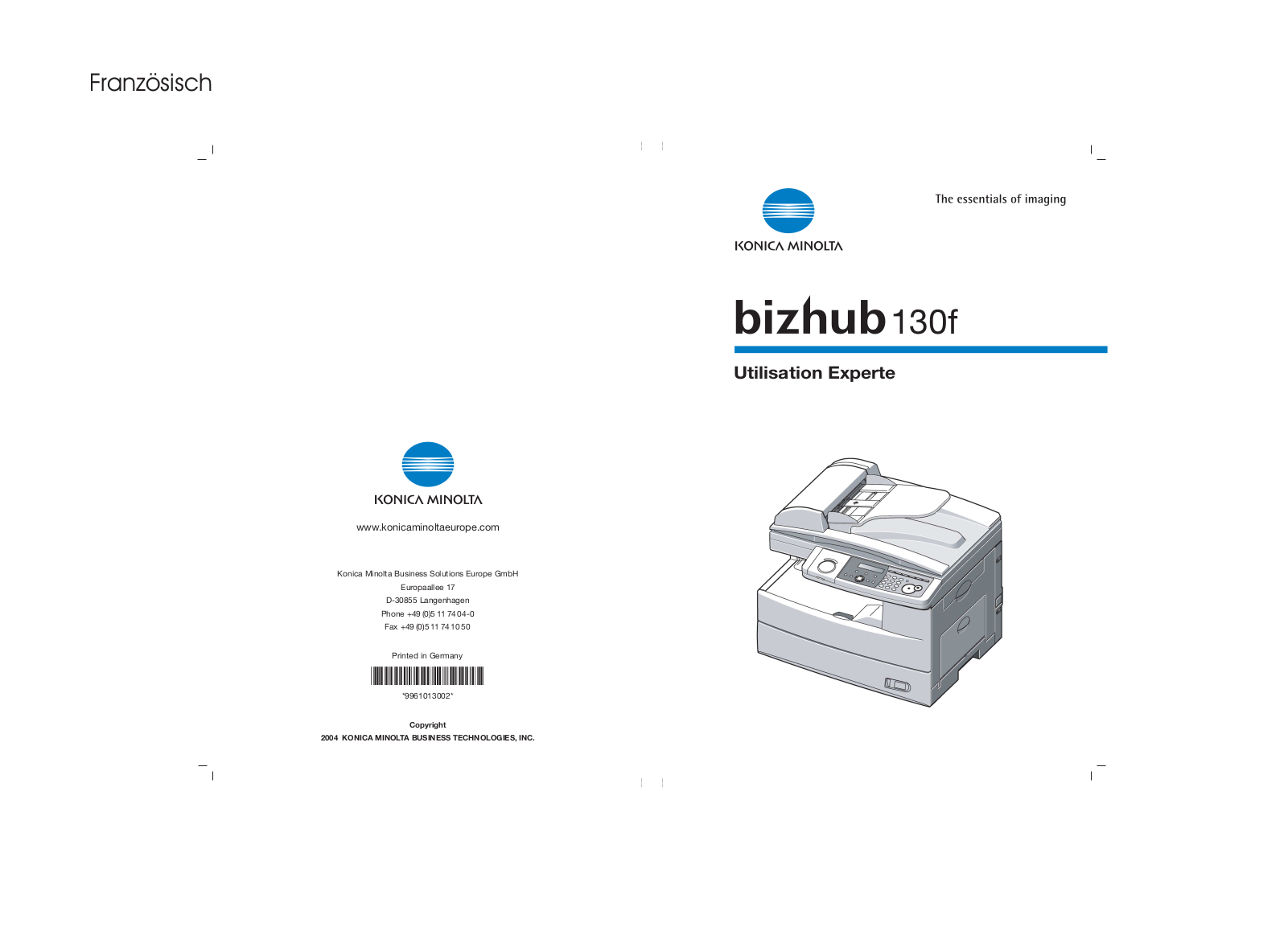 Konica minolta BIZHUB 130, BIZHUB 130F User Manual