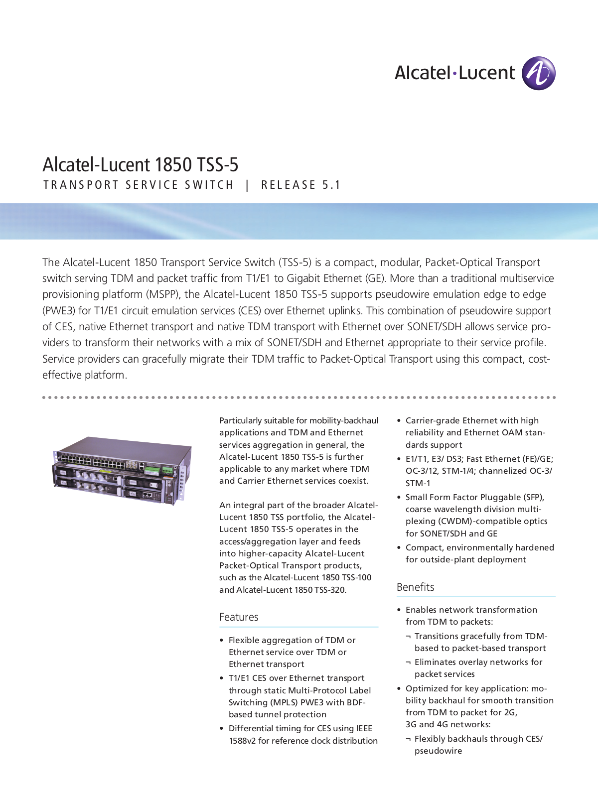 Alcatel 1850 TSS-5 User Manual