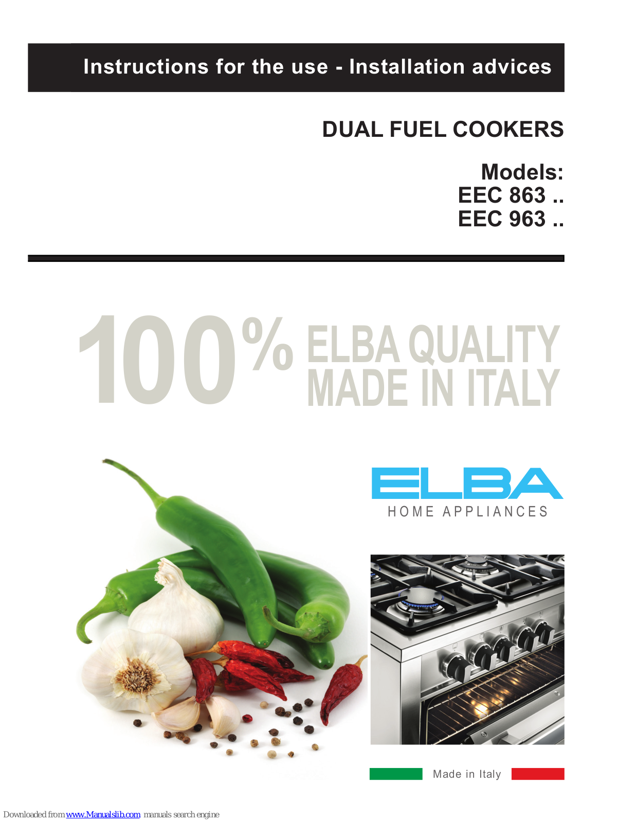 Elba EEC 863, EEC 963, EEC 863 Series, EEC 963 Series Instructions For The Use - ManualMachine.com
