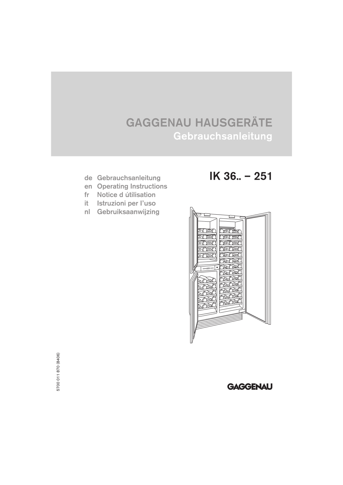 GAGGENAU IK363250, IK364250, IK366250, IK362251, IK360251 User Manual