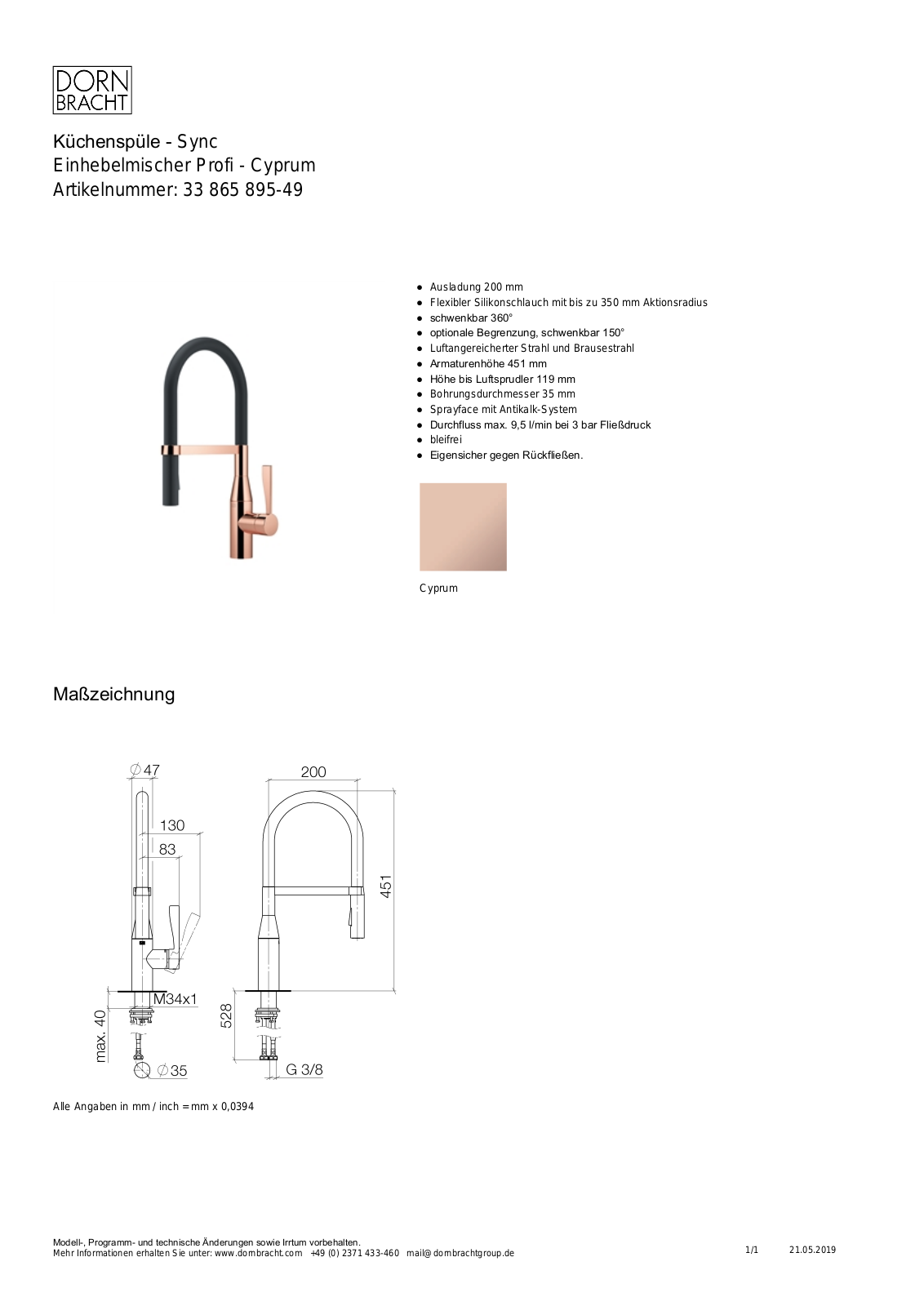 Dornbracht 33865895-49 Technical data - ManualMachine.com
