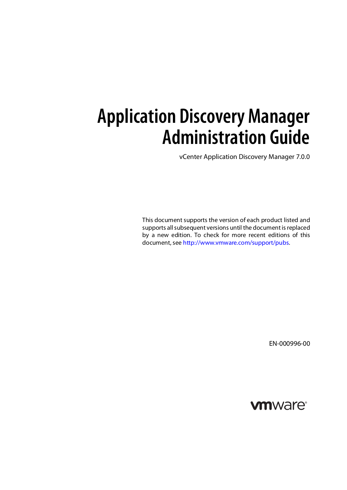 VMware vCenter Application Discovery Manager - 7.1, vCenter Application Discovery Manager - 7.0 Administrator’s Guide