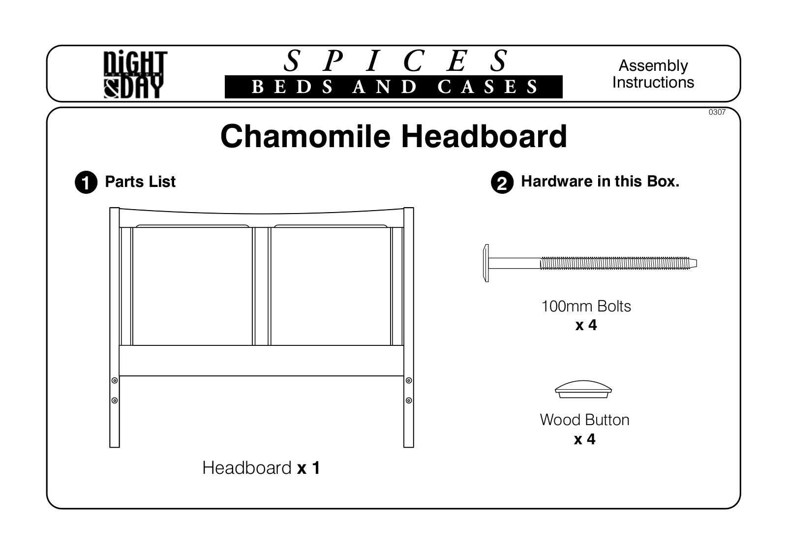 Night & Day Chamomile Bed Assembly Instruction