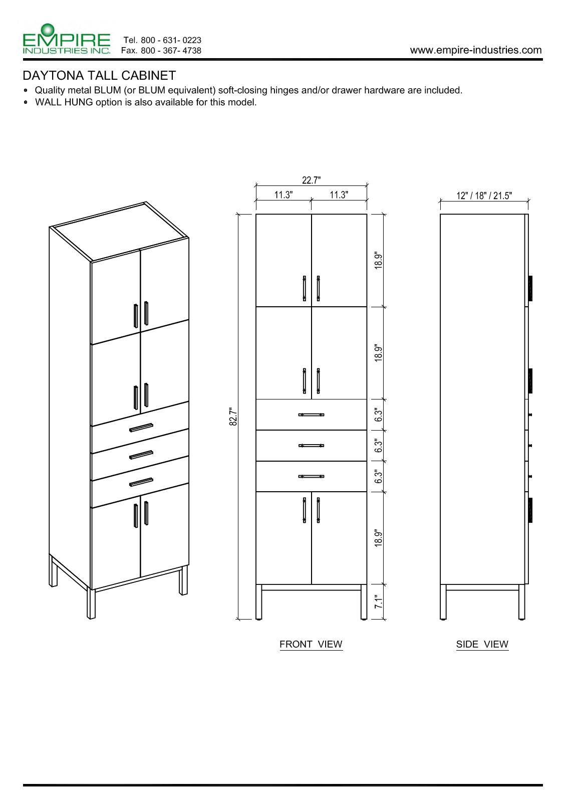 Empire Industries DC1863BGST Specs