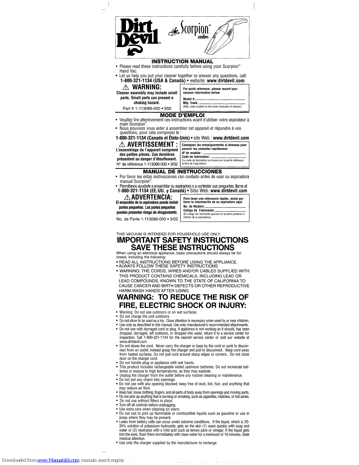 Dirt Devil M0886 Instruction Manual - ManualMachine.com