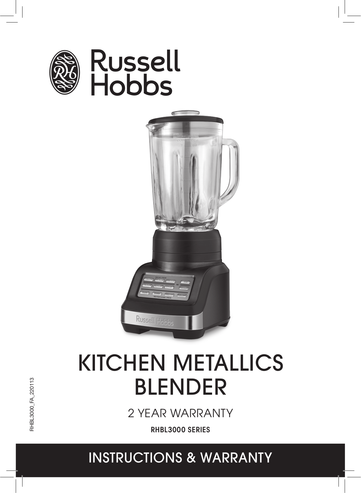 Russell Hobbs RHBL3000B, RHBL3000R User Manual