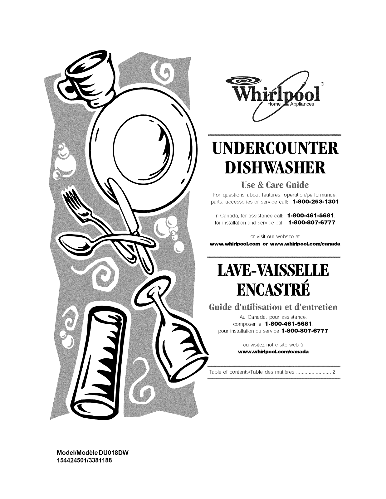 Whirlpool DU018DWLB1, DU018DWLB0 Owner’s Manual