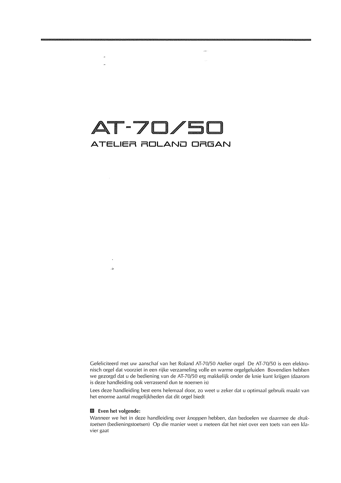 Roland AT-70, AT-50 User Manual