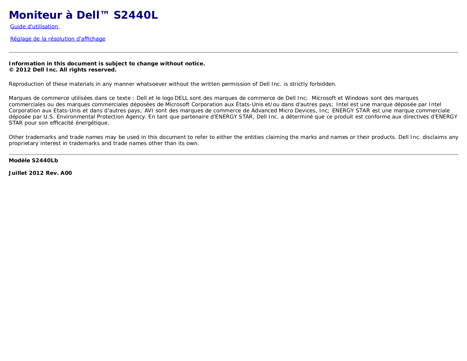 Dell S2440L User Manual